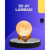 BFS 16 Renkli 3D Baskılı Ay Lambası Ahşap Standlı ve Uzaktan Kumandalı
