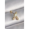 BFS 316L Çelik Gold Renk Beyaz Mineli Kalp Sallantı Zirkon Taşlı Tragus Piercing