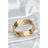 Mey İthalat® 316L Çelik Gold Renk Ezme Zincir Model Kadın Kelepçe Bileklik