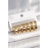 BFS 316L Çelik Gold Renk Halka Model Kadın Küpe Seti