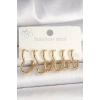 BFS 316L Çelik Gold Renk Kalp Model Kadın Küpe Seti