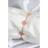 Mey İthalat® 316L Çelik Gold Renk Pembe Baby Boy Yonca Kadın Bileklik