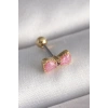 BFS 316L Çelik Gold Renk Pembe Fiyonk Model Tragus Piercing