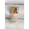 Mey İthalat® 316L Çelik Gold Renk Sallantı Daire Zirkon Taşlı Nomination Charm