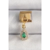 Mey İthalat® 316L Çelik Gold Renk Sallantı Damla Yeşil Zirkon Taşlı Nomination Charm