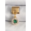 Mey İthalat® 316L Çelik Gold Renk Sallantı Yeşil Zirkon Taşlı Nomination Charm