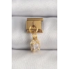 Mey İthalat® 316L Çelik Gold Renk Sallantı Zirkon Taşlı Kare Model Nomination Charm