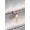 BFS 316L Çelik Gold Renk Zirkon Taş Detay Pembe Kalp İşleme Tragus Piercing