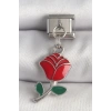 Mey İthalat® 316L Çelik Gümüş Renk Sallantı Kırmızı Gül Model Nomination Charm