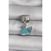 Mey İthalat® 316L Çelik Gümüş Renk Sallantı Mavi Balina Model Nomination Charm