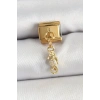 Mey İthalat® 316L Çelik Sallantılı Zirkon Taşlı Çiçek Model Gold Renk Nomination Charm