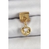 Mey İthalat® 316L Çelik Sallantılı Zirkon Taşlı İstiridye Model Gold Renk Nomination Charm