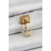 Mey İthalat® 316L Çelik Sallantılı Zirkon Taşlı Kraliçe Tacı Model Gold Renk Nomination Charm