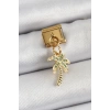 Mey İthalat® 316L Çelik Sallantılı Zirkon Taşlı Palmiye Ağacı Model Gold Renk Nomination Charm