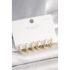 BFS 925 Ayar Gümüş Çivi Pirinç Gold Renk İşlemeli Halka Model Kadın Küpe Seti