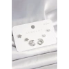 BFS 925 Ayar Gümüş Çivi Zirkon Taşlı Hilal Yıldız Model Kadın Küpe Seti