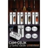 BFS  Cam+Çelik Tuzluk Biberlik Karabiberlik 3 Farklı Delikli 5 li SET