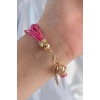 Mey İthalat® Pembe Renk Zirkon Taşlı İpli Çoklu Bileklik