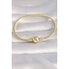 Mey İthalat® Pirinç Gold Renk İşleme Detay Charm Model Kadın Bileklik