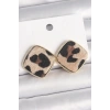 BFS Pirinç Gold Renk Kare Leopar Model Kadın Küpe