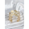Mey İthalat® Pirinç Gold Renk Levha Yelpaze Model Kadın Bileklik