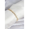 Mey İthalat® Pirinç Gold Renk VIP Seri Sıralı Yonca Model Zirkon Taşlı Kadın Bileklik