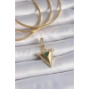 Mey İthalat® Pirinç Gold Renk Zirkon Taşlı 3D Üçgen Model Ajda Charm