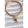 Mey İthalat® Pirinç Gold Renk Zirkon Taşlı 3D Üçgen Model Ajda Charm
