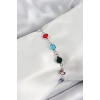 Mey İthalat® Pirinç Gümüş Renk Karışık Renk Zirkon Taşlı Kadın Bileklik
