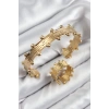 Mey İthalat® Pirinç Topcuk Model Gold Renk Bileklik Yüzük Set