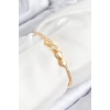 Mey İthalat® Pirinç Zirkon Taşlı Sonsuzluk Model Gold Renk Asansörlü Kadın Bileklik