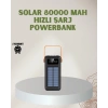 Mey İthalat® Powerbank Solar Fenerli Çoklu Kablolu Taşınabilir Şarj Aleti