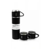 BFS Termos Paslanmaz Çelik Termos Siyah Renk 3 Bardaklı Termos Seti