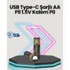 BFS Yüksek Performanslı AA USB Şarjlı Lityum Pil | 1.5V Sabit Güç | 2’li Paket