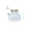 Çelik Kapaklı Borosilikat Dilimli Model Süzgeçli Cam Demlik Bitki Çayları 1000 Ml Royaleks-CM-2001