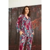 Çiçek ve Yaprak Desenli Önü Düğmeli Pijama Takımı