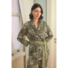 Çiçek Yaprak ve Etnik Desenli Pijama Takımı