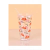 Desenli Plastik Pipetli Bardak 16 Cm 1 Adet Royaleks-ENF-040