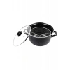 Emaye Kızartma Tenceresi Siyah Kırçıllı 24 Cm Royaleks-69115
