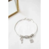 Kilit Anahtar Charmlı  Bileklik - Gümüş
