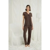 Kısa Kollu ve Dantelli V Yaka Pijama Takımı