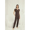 Kısa Kollu ve Dantelli V Yaka Pijama Takımı
