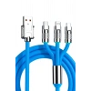 Kutulu  3 Şarj Aleti 1 Arada Çinko Alaşım Hızlı Şarj Kablosu Mavi 3 in 1