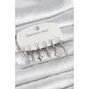 Mey İthalat® 316L Çelik Gümüş Renk 6lı Set Yonca Model Kadın Küpe