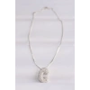 Mey İthalat® 316L Çelik Zincirli Zirkon Taşlı C Harfli Silver Renk Bubble Kolye
