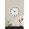 Mey İthalat® 36 cm Beyaz Metal Standart Duvar Saati