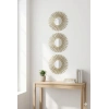 Mey İthalat® 3’lü Gold Güneş Desenli Duvar Aynası Seti 27 cm | Dekoratif Yuvarlak Ayna
