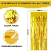 Mey İthalat® Altın Gold Renk Ekstra Metalize Parlak Saçaklı Arka Fon Perde İthal A Kalite 1x2 Metre
