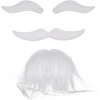 Mey İthalat® Beyaz Renk Kendinden Yapışkanlı Takma Sakal Bıyık ve Kaş Seti