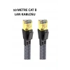 Mey İthalat® Cat 8 LAN Kablosu –Ethernet Kablosu Örgü Kaplama, Yüksek Hızlı (10 METRE)